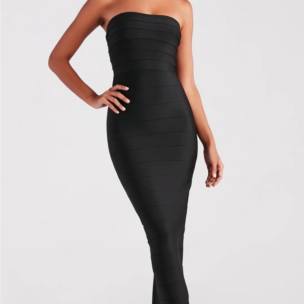 Windsor Black Strapless Bandage Dress